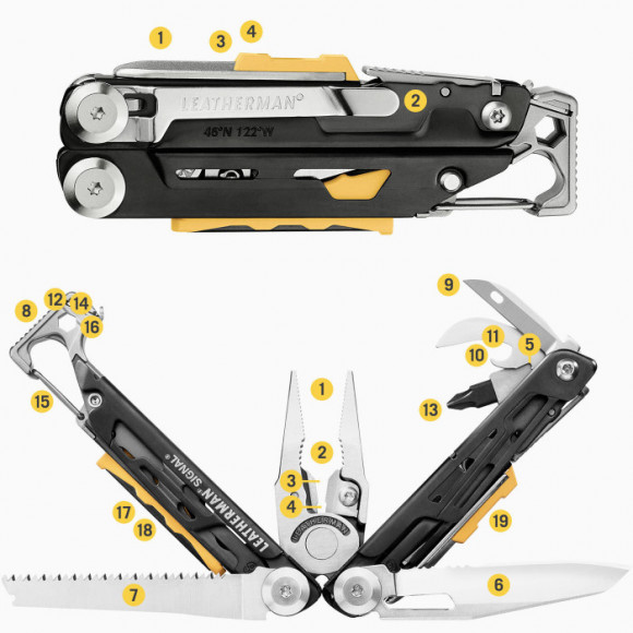Мульти-инструмент с плоскогубцами и ножом LEATHERMAN Signal AQUA Silver (Multi-Tool)