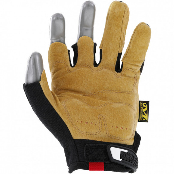 Прочные перчатки из кожи с защитой пальцев MECHANIX Work Leather M-Pact Fingerless Framer Brown