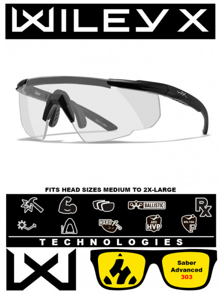 Очки с баллистической защитой WILEYX Saber Advanced Matte Black (Clear)