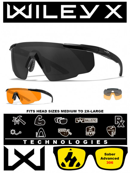 Тактические очки для стрельбы с баллистической защитой WILEYX Saber Advanced Matte Black (Grey-Rust)