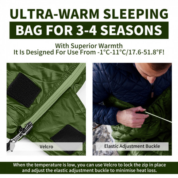 Спальный мешок NATUREHIKE Cicada Wing CW295 Green (утиный пух)