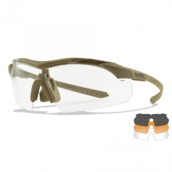 Баллистические очки для стрельбы с защитой от осколков Wiley X Vapor Comm Matte Tan (Clear-Grey-Rust)