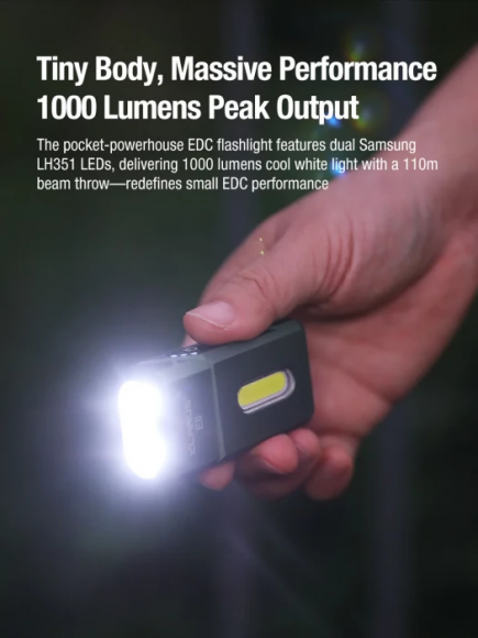 Фонарь EDC KLARUS E8, 1000Lm, акк.1000mAh зеленый