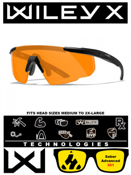 Тактические очки для стрельбы с баллистической защитой WILEYX Saber Advanced Matte Black (Yellow)